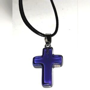 Purple Cross Pendant Necklace